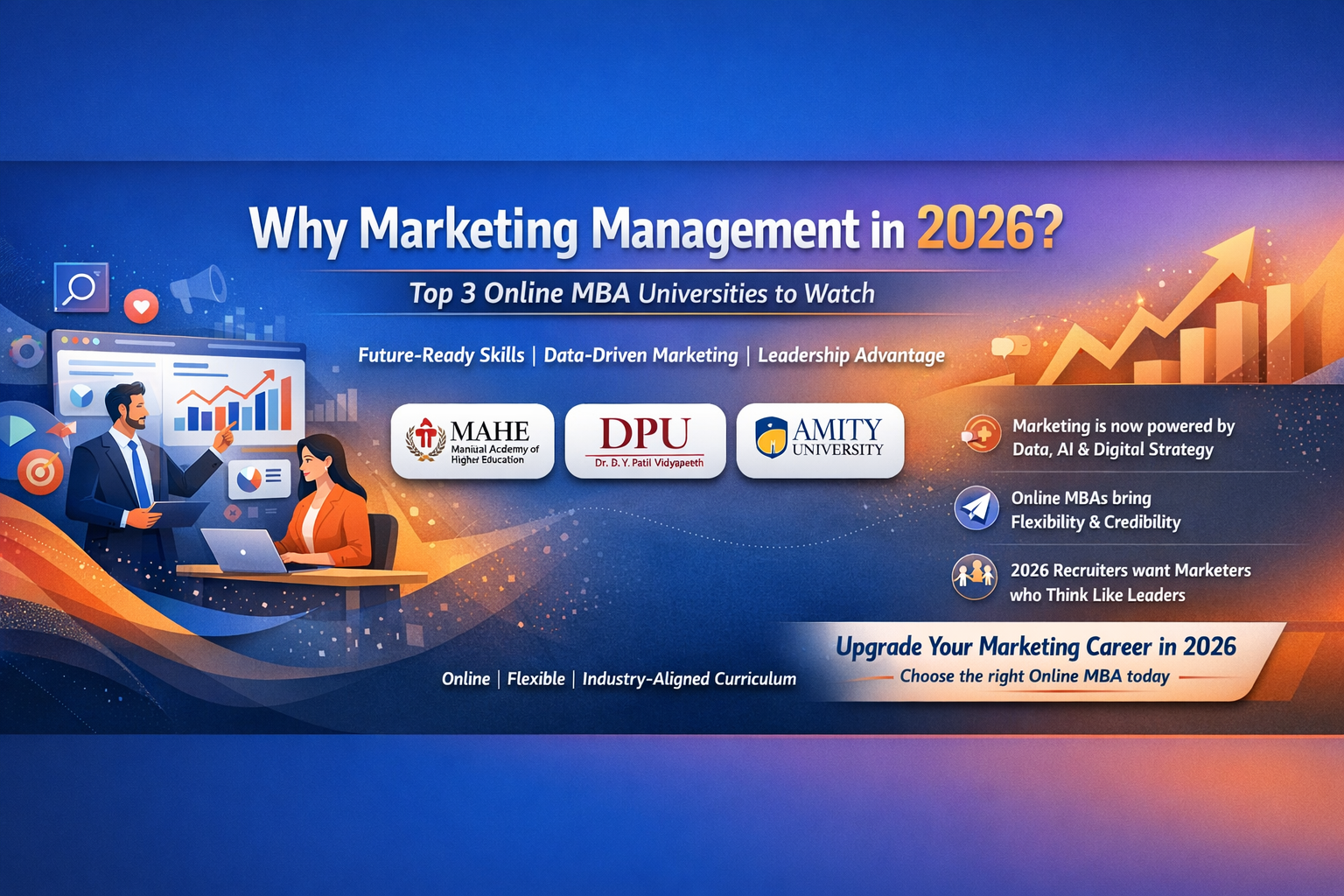 Why Marketing Management in 2026? Top 3 Online MBA University: MAHE, DPU, and Amity